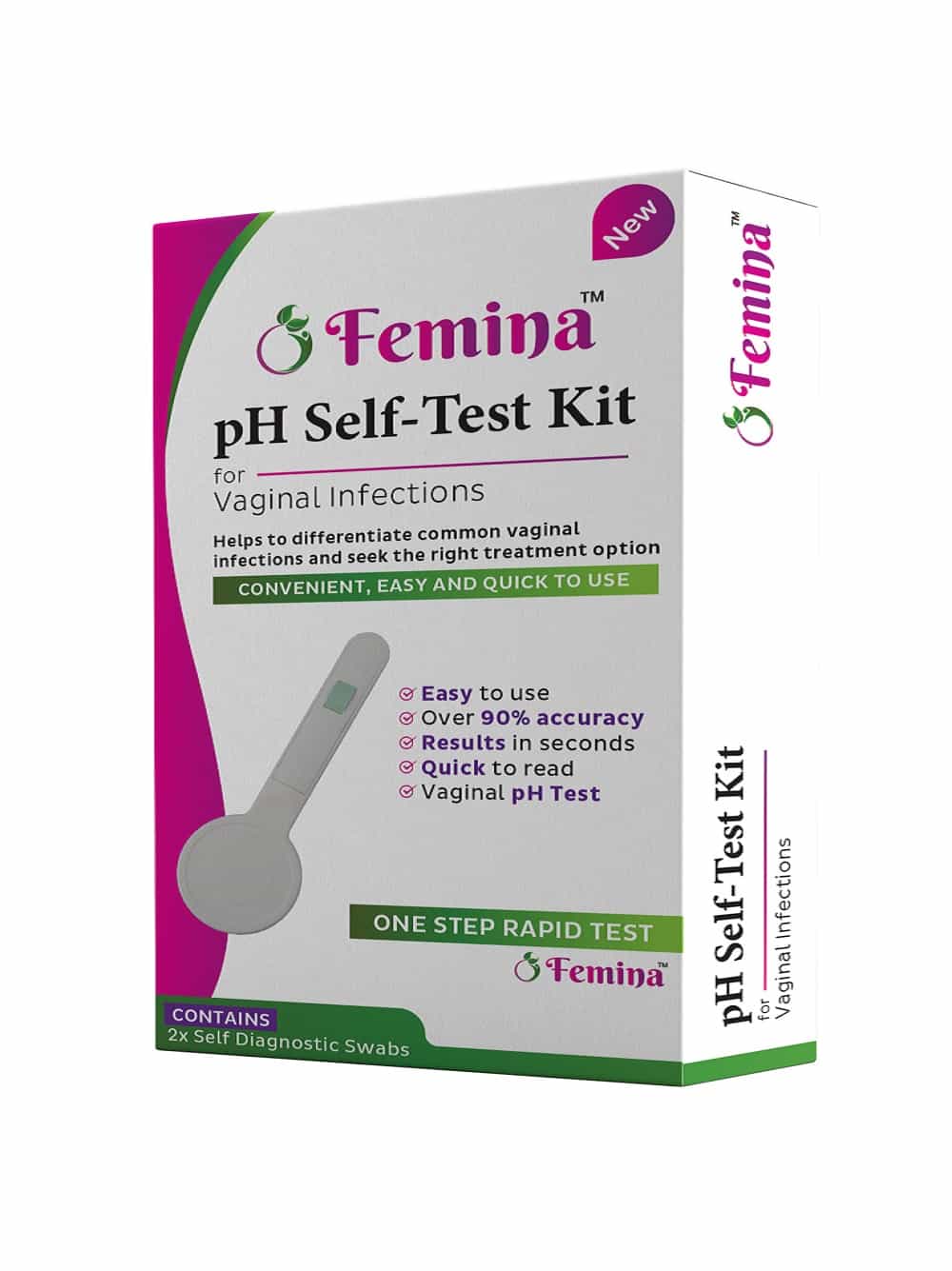 Femina Self-Test Kit for vaginal pH, easy-to-use rapid diagnostic tool for vaginal infections.
