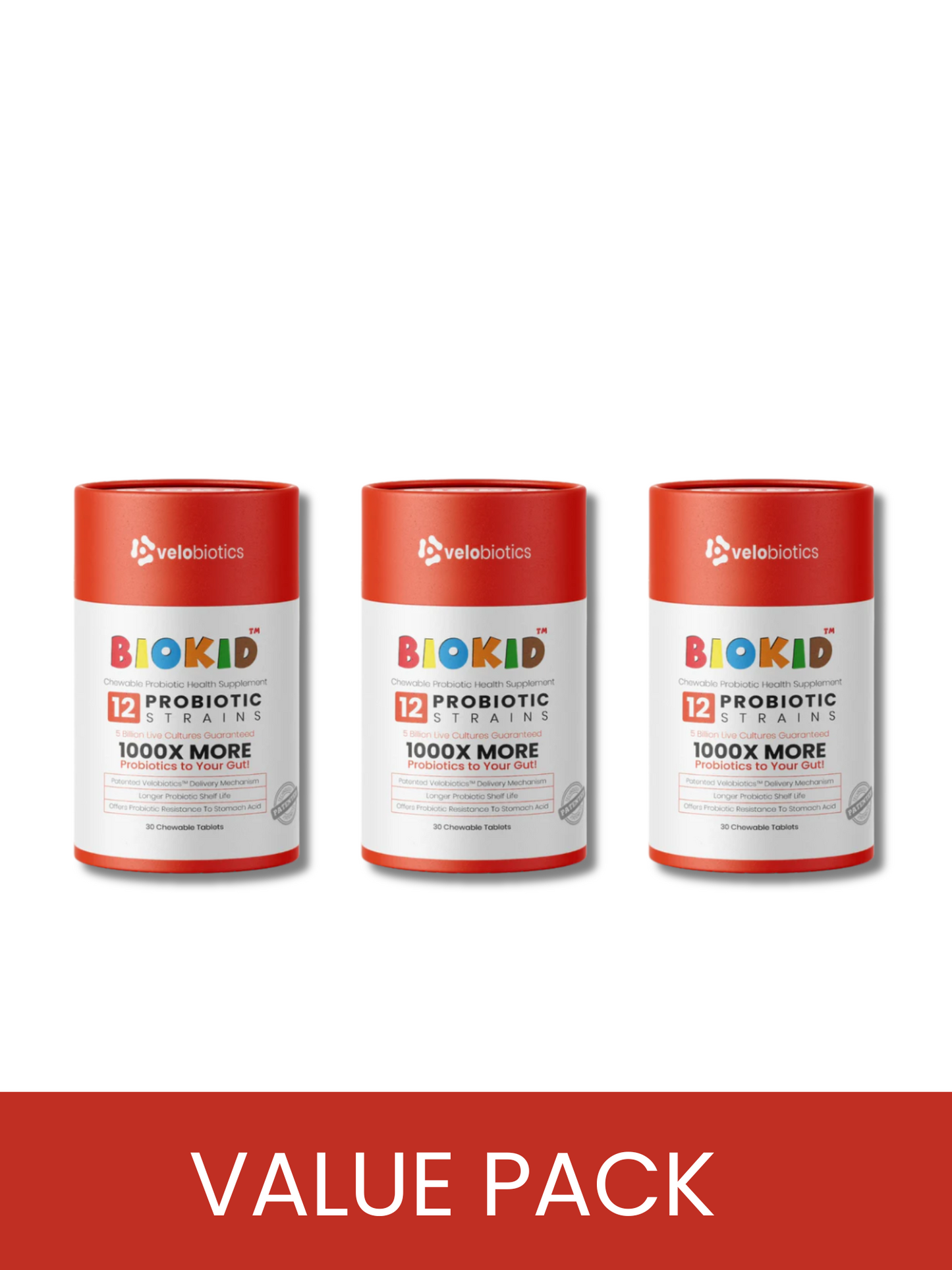BioKid™ Probiotics Chewables for Children with 12 probiotic strains and raspberry flavor supporting immune and digestive health