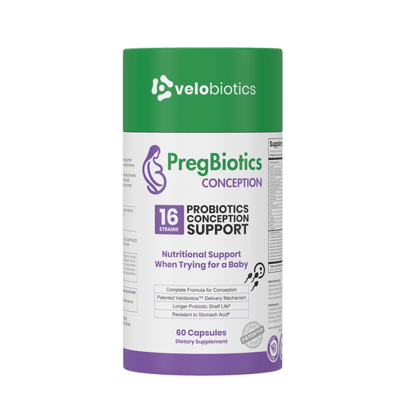 PregBiotics Conception - 3D product bottle and packaging box front view