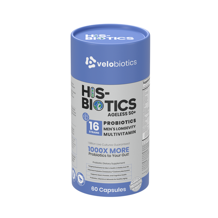 His-Biotics® Ageless Vitality 50+ probiotics multivitamin for men over 50 with 16 strains and Velobiotics™ technology