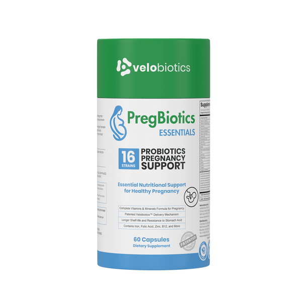 PregBiotics Essentials - 3D product bottle and packaging box front view