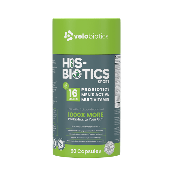 His-Biotics Probiotics SPORT Multivitamin Capsules - 3D product bottle and packaging box front view