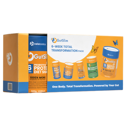 6-Week Total Transformation Pack with GutSlim probiotics and protein diet shakes for gut health and weight loss