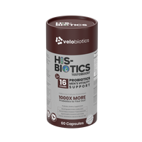 His-Biotics Sport Testo Boost probiotic supplement for men's vitality and testosterone support with 16 strains and 60 capsules