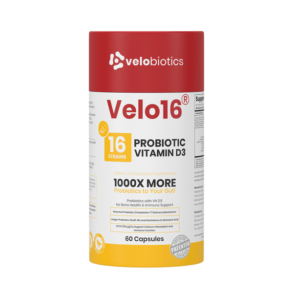 Velo16 Probiotics Vitamin D3 3D box front view