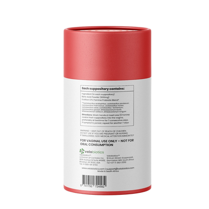 Femina™ Cookie Fresh Boric Acid Suppositories packaging with product details for intimate health.