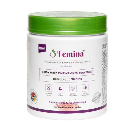 Femina™ Probiotics Meal Replacement - 400g probiotic meal supplement for women's health with cranberry, enhances gut flora and supports intimate health.
