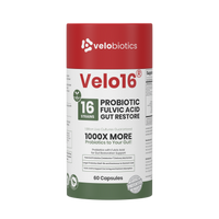 Velo16 Probiotics + Fulvic Acid supplement with 16 strains for gut restoration and enhanced nutrient absorption, 60 capsules bottle