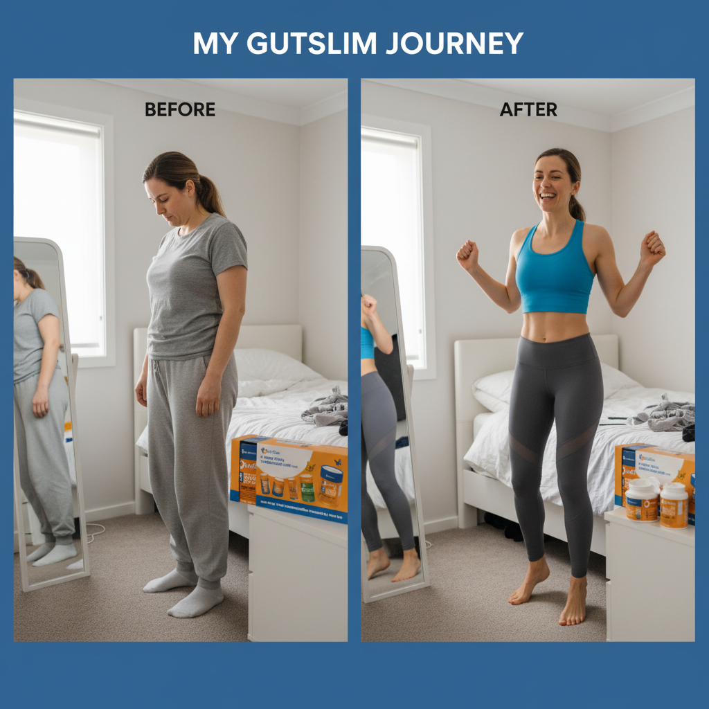 6-week total transformation before and after weight loss and fitness journey with GutSlim products